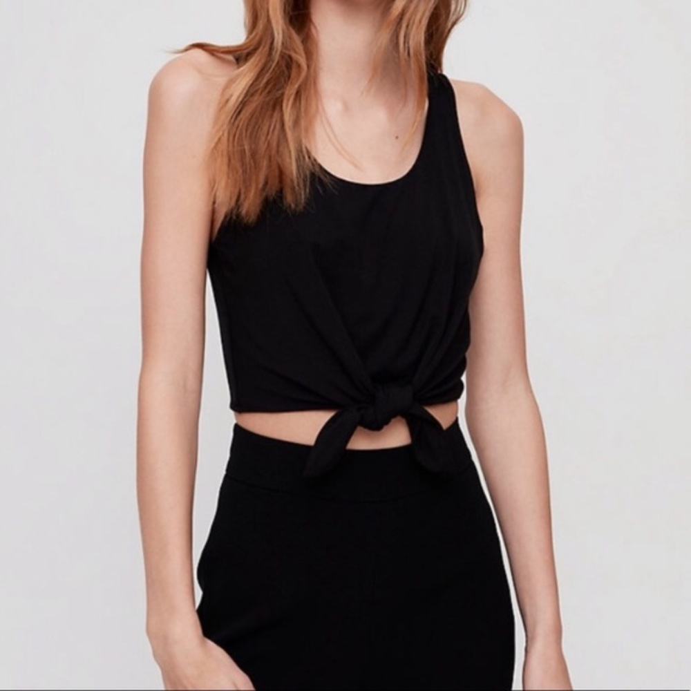 Aritzia Babaton Jeronimo Tank Top Knot Front Cropped Summer Black Size XS - Picture 1 of 10